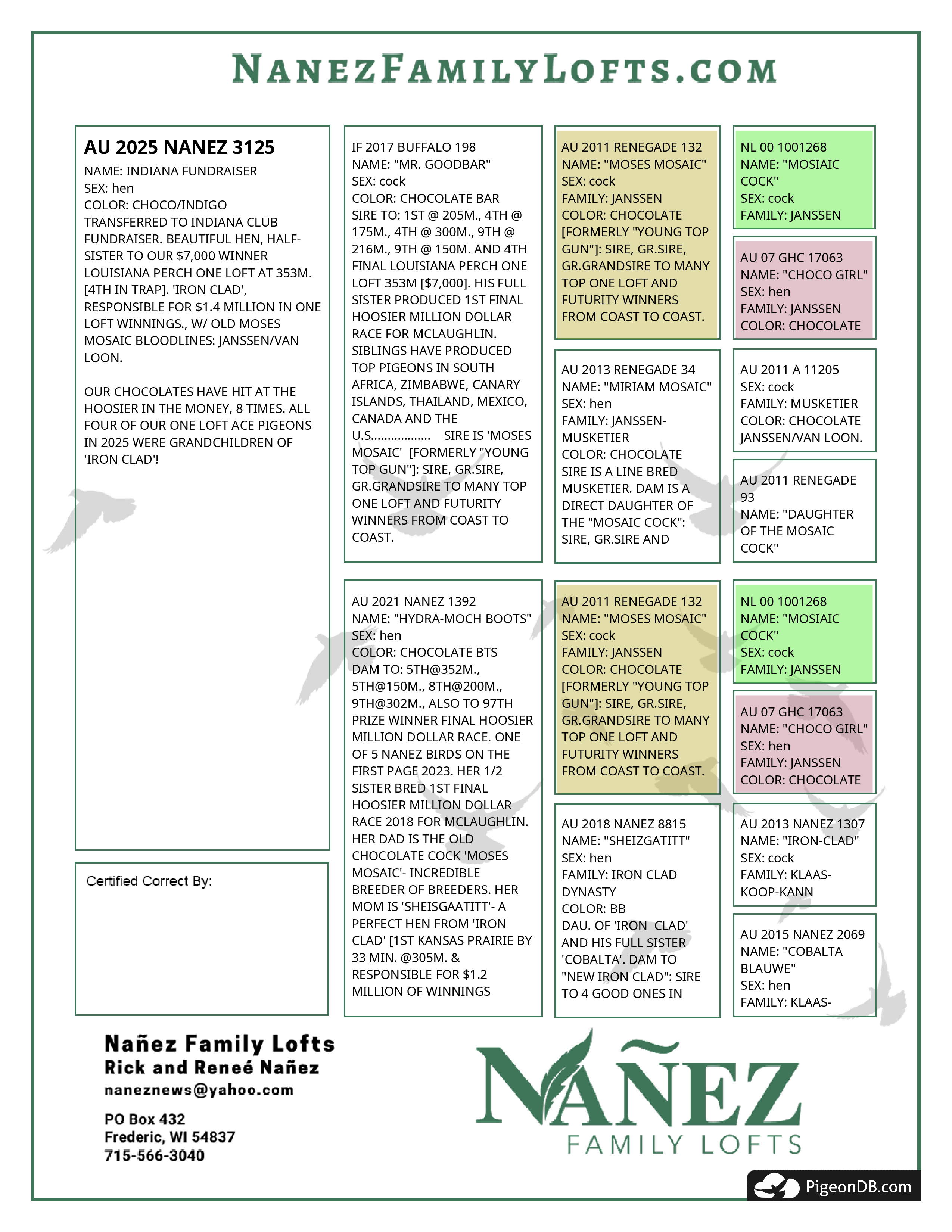 AU 25 NANEZ 3125 Indigo Ck Hen