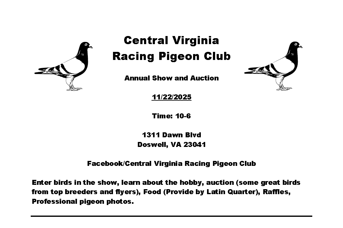 Central Virginia Racing Pigeon Club Auction