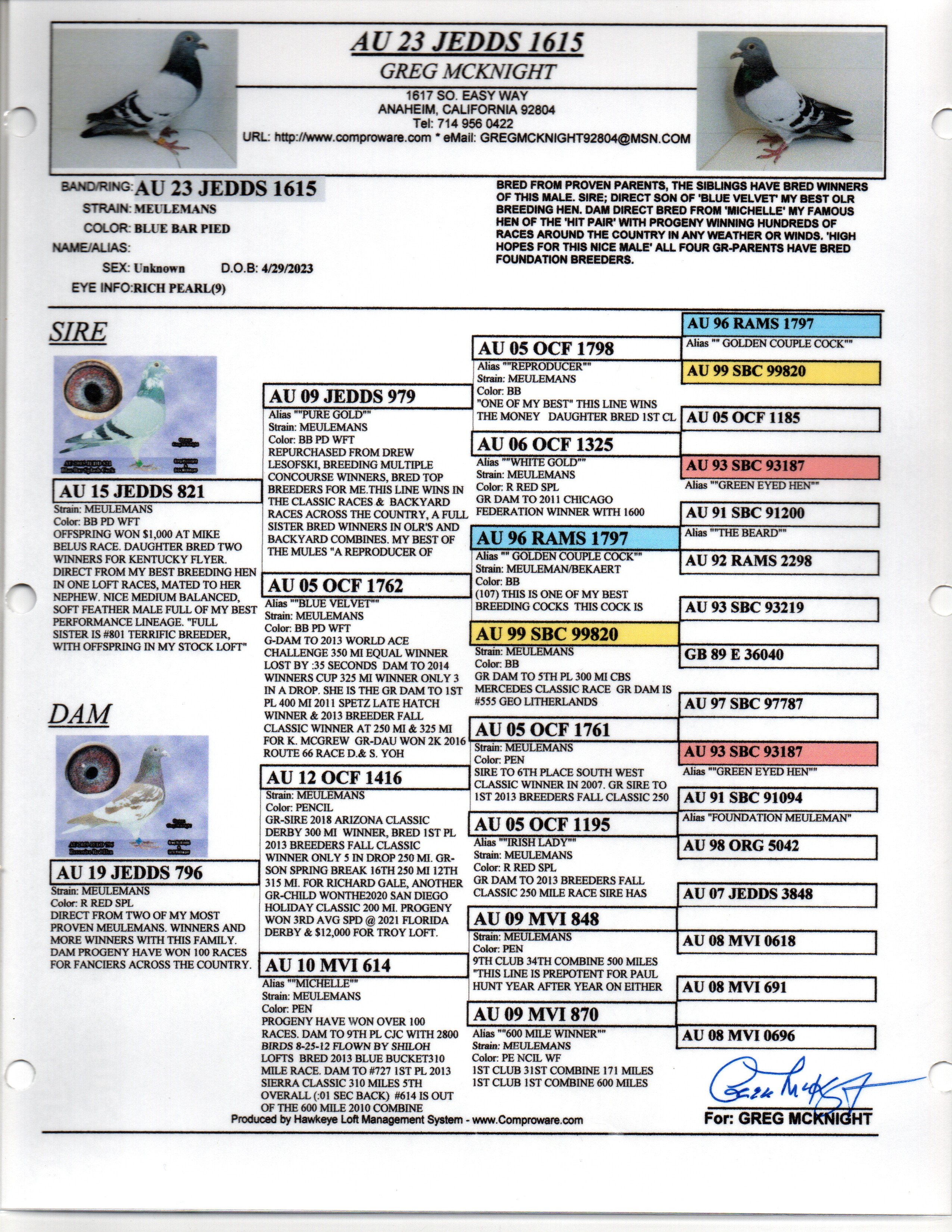 Greg McN Meuleman Cock 2023